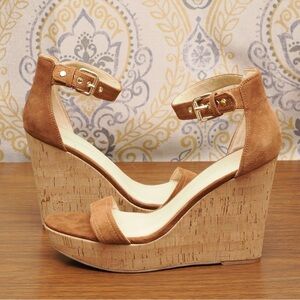 Marc Fisher Suede High Heel Platform Wedge Sandals - Size 9.5